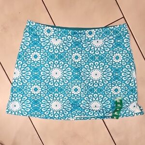Tranquility by Colorado Clothing Teal White Mini Skort Resort Golf Wear Sz XL